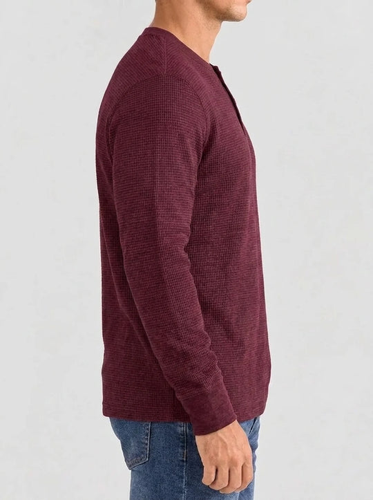 Henley Aviero Waffle Sweater - Burgundy