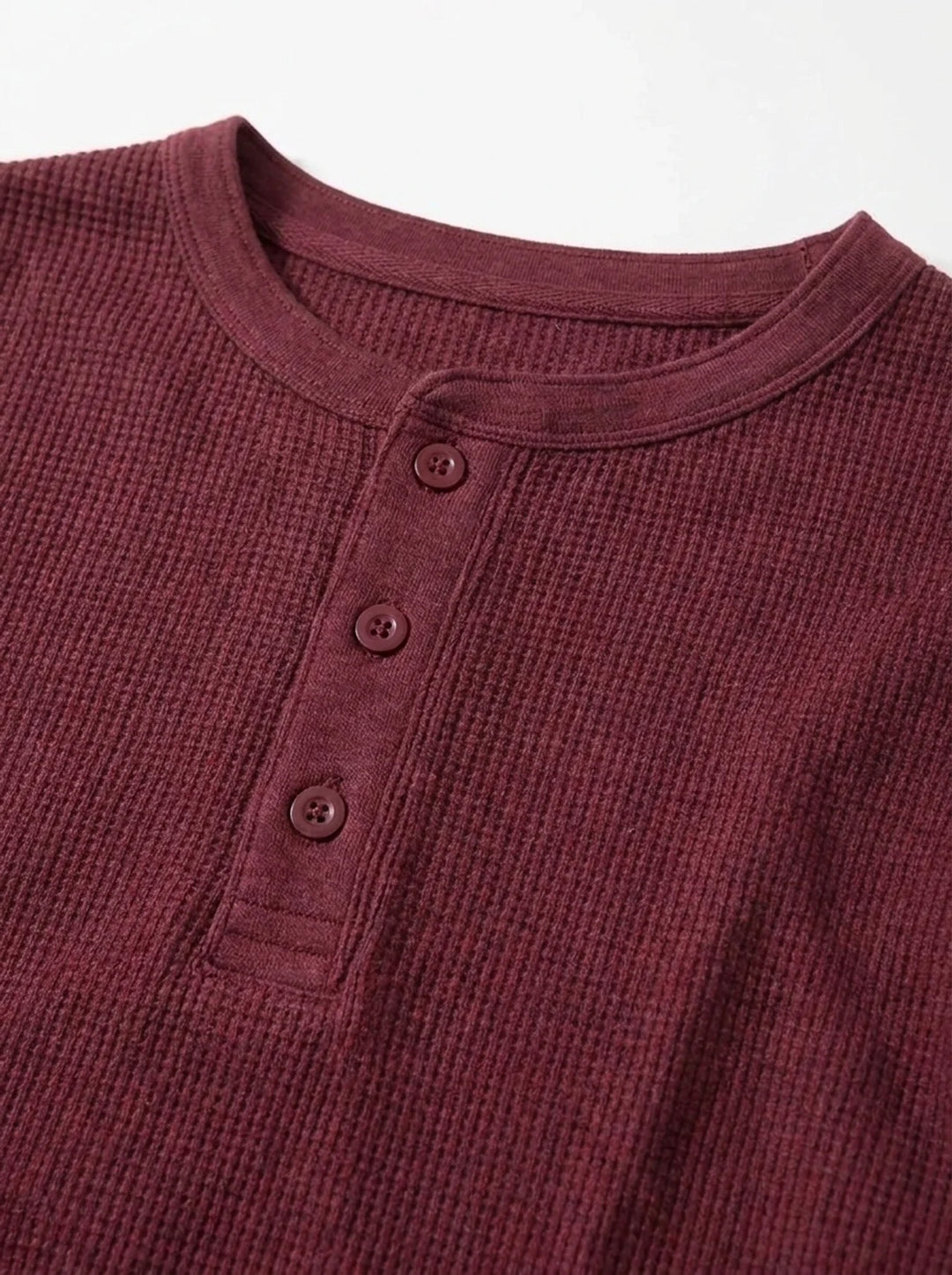 Henley Aviero Waffle Sweater - Burgundy