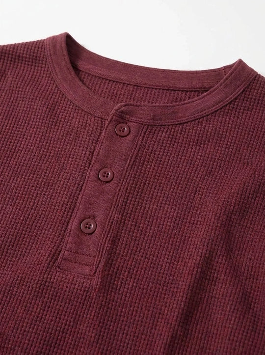 Henley Aviero Waffle Sweater - Burgundy