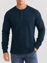 Henley Aviero Waffle Sweater - Dark Blue