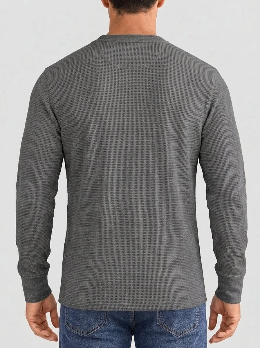 Henley Aviero Waffle Sweater - Dark Grey