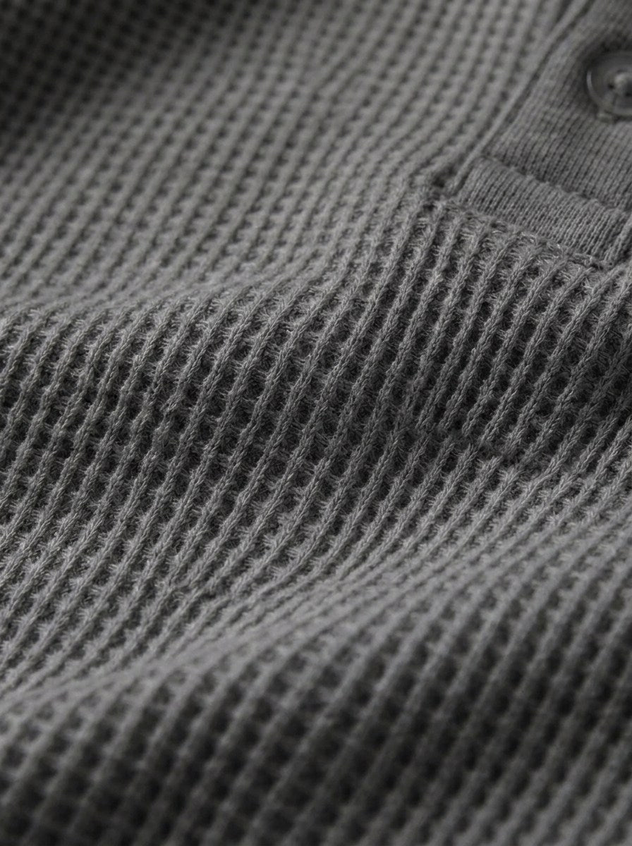 Henley Aviero Waffle Sweater - Dark Grey