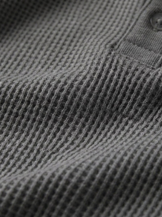 Henley Aviero Waffle Sweater - Dark Grey
