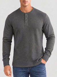 Henley Aviero Waffle Sweater - Dark Grey