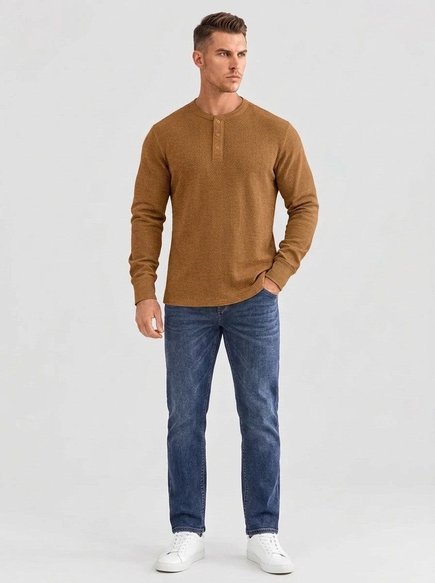 Henley Aviero Waffle Sweater - Gold