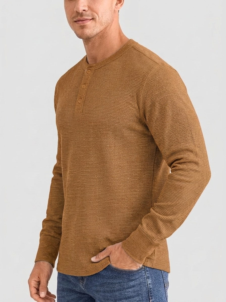 Henley Aviero Waffle Sweater - Gold