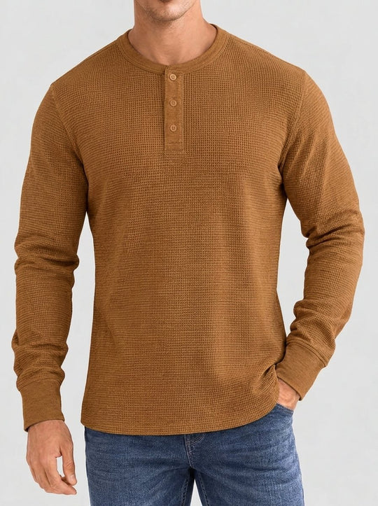 Henley Aviero Waffle Sweater - Gold