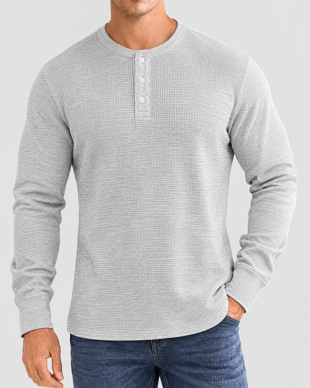 Henley Aviero Waffle Sweater - Grey