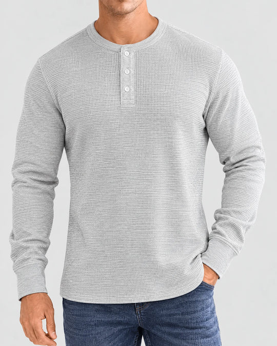 Henley Aviero Waffle Sweater - Grey