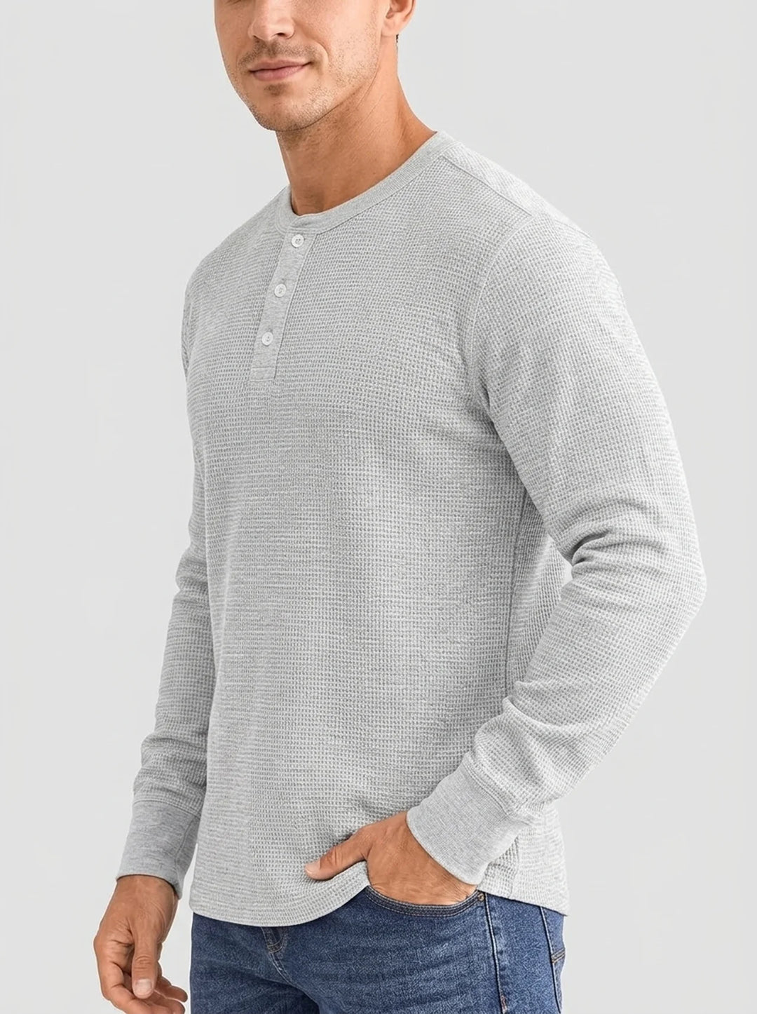 Henley Aviero Waffle Sweater - Grey