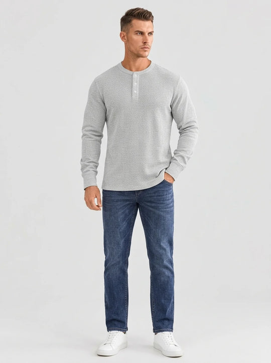 Henley Aviero Waffle Sweater - Grey