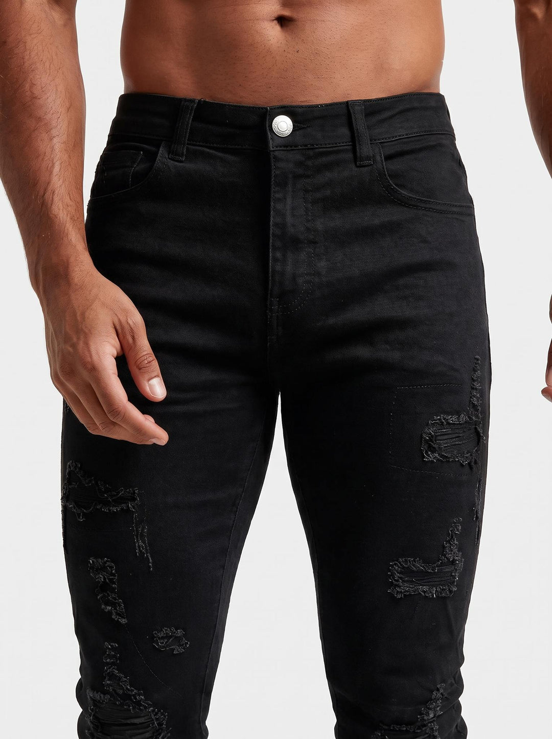 The Lucio Jeans - Ripped Black – detail