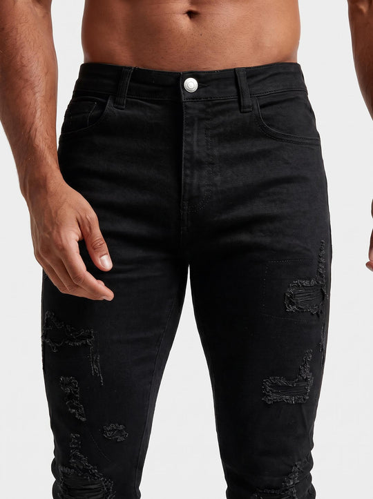 The Lucio Jeans - Ripped Black – detail