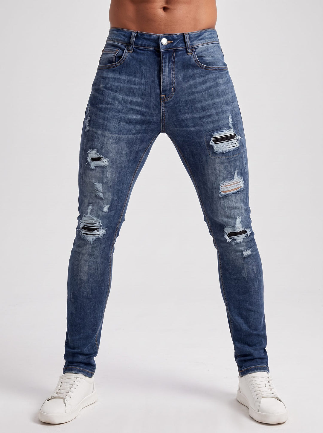 The Lucio Jeans - Ripped Dark Blue – front
