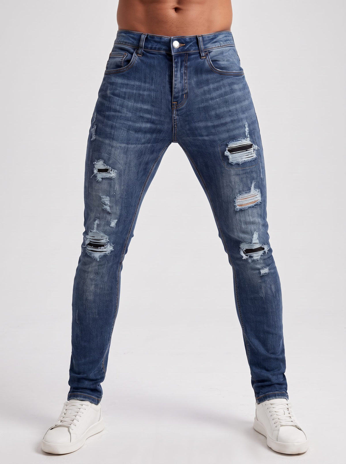 The Lucio Jeans - Ripped Dark Blue – front