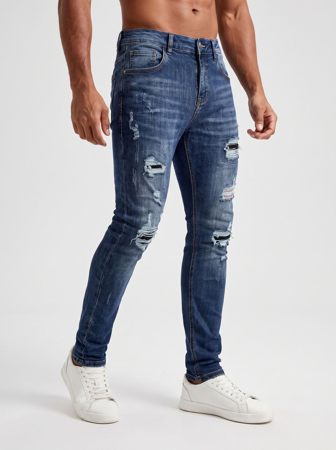 The Lucio Jeans - Ripped Dark Blue – side