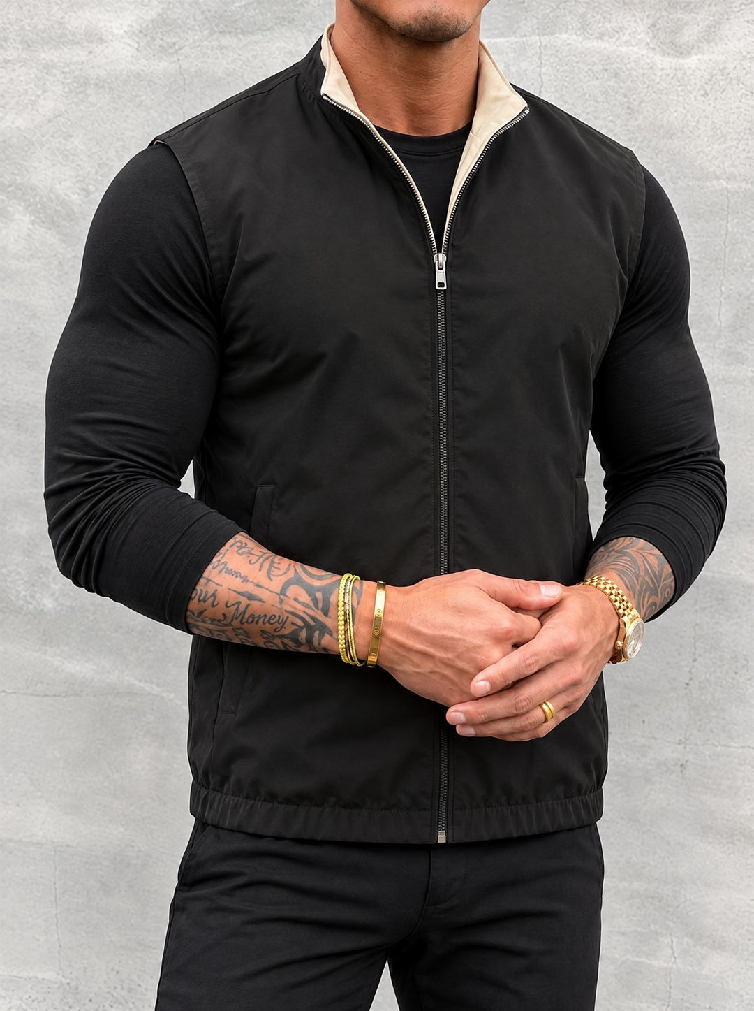 Massimo Reversible Gilet - Black & Beige