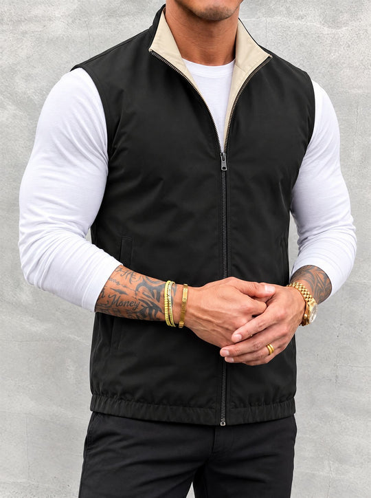 Massimo Reversible Gilet - Black & Beige