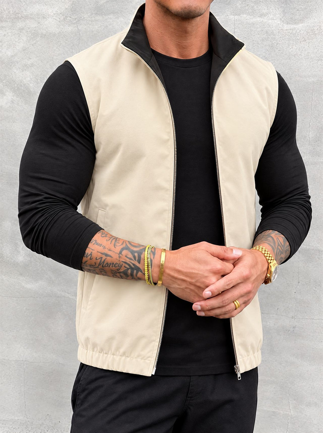Massimo Reversible Gilet - Black & Beige