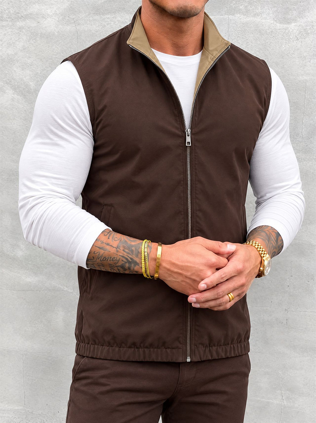 Massimo Reversible Gilet - Brown & Khaki