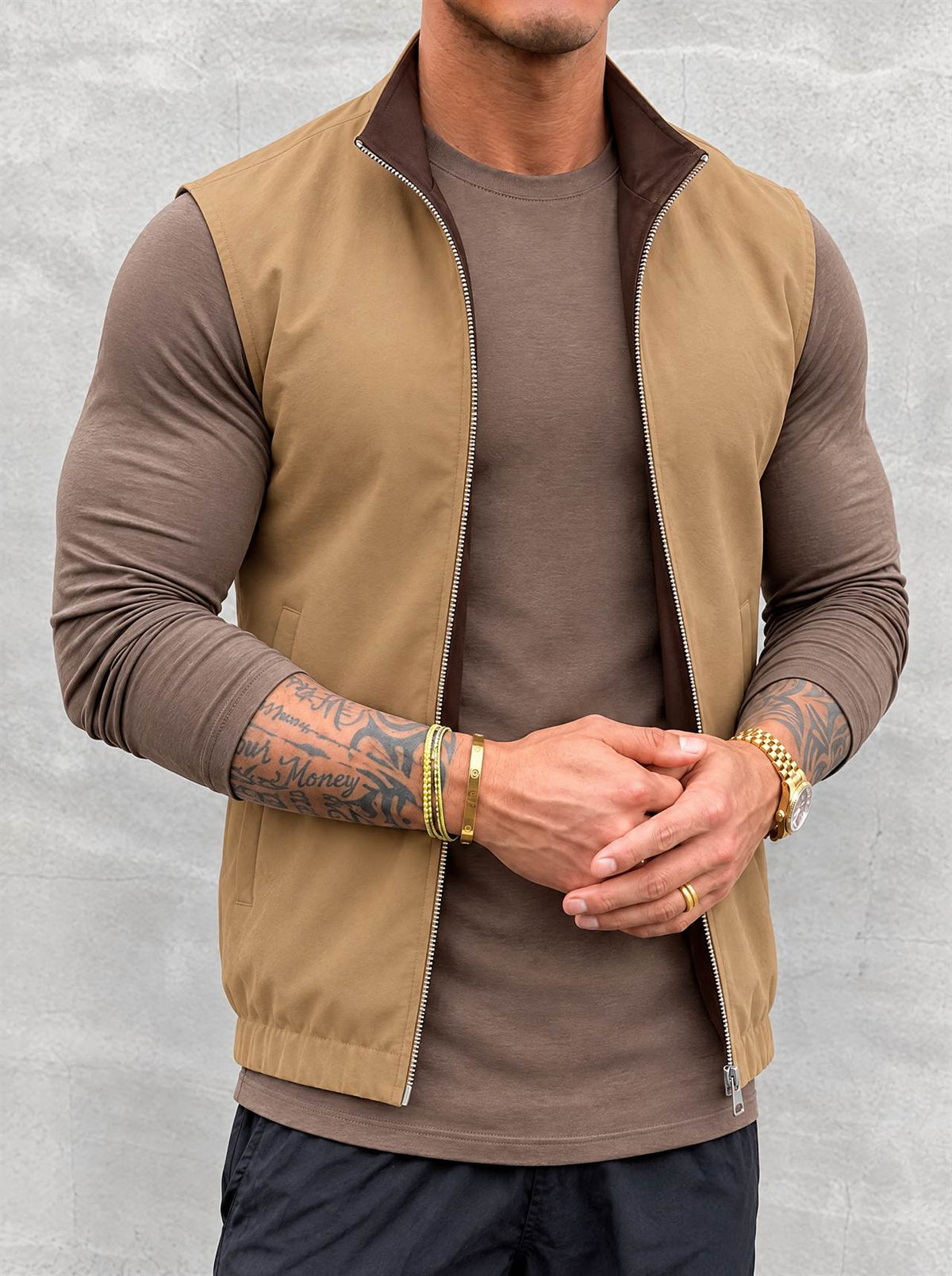 Massimo Reversible Gilet - Brown & Khaki