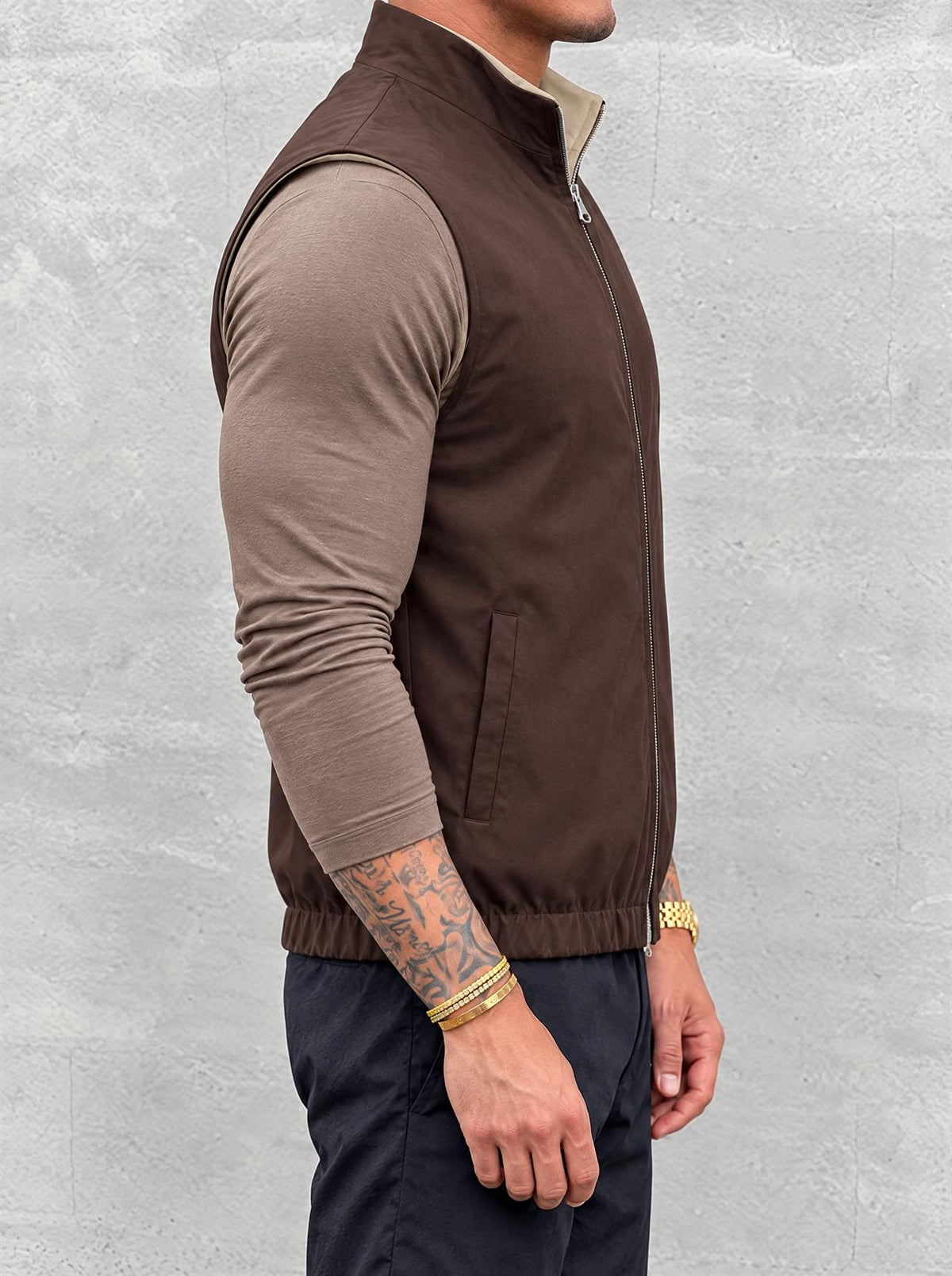 Massimo Reversible Gilet - Brown & Khaki