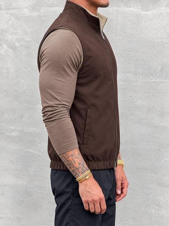 Massimo Reversible Gilet - Brown & Khaki