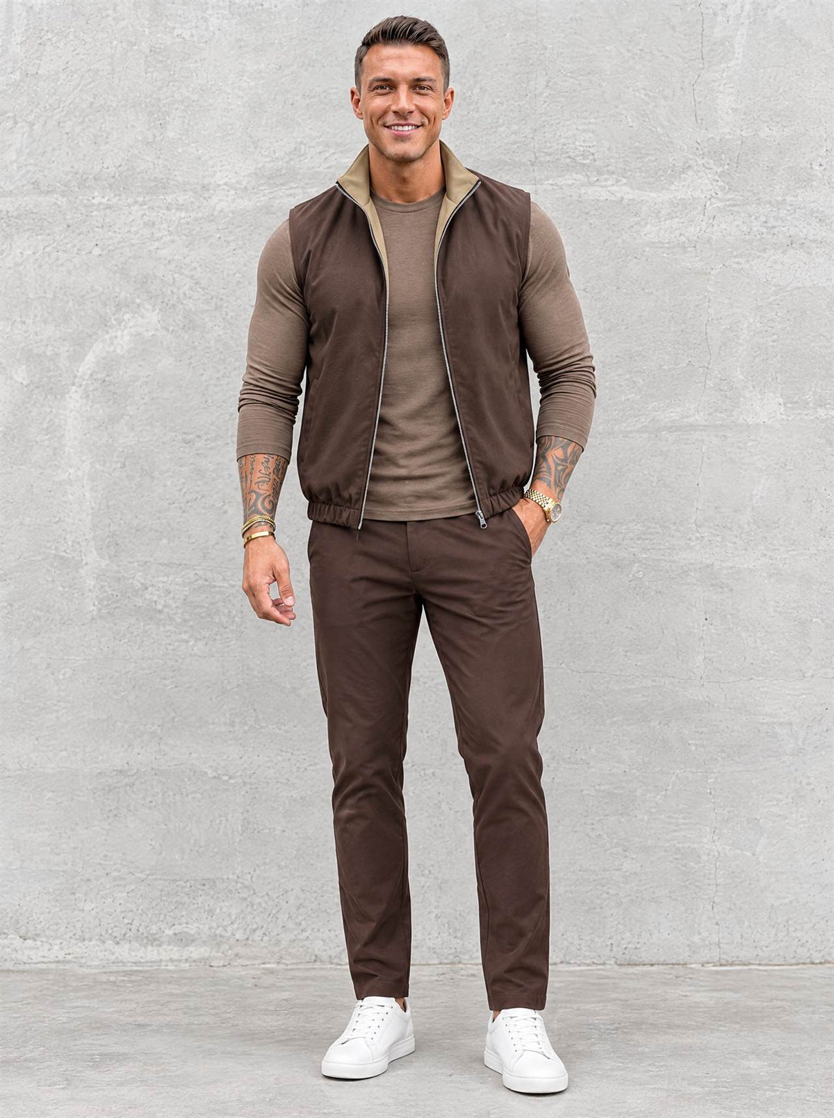 Massimo Reversible Gilet - Brown & Khaki