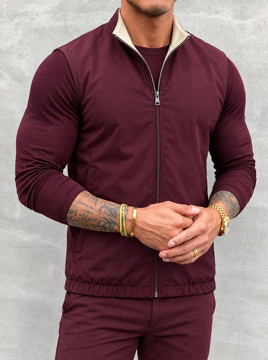Massimo Reversible Gilet - Burgundy & Beige