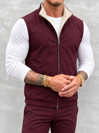 Massimo Reversible Gilet - Burgundy & Beige