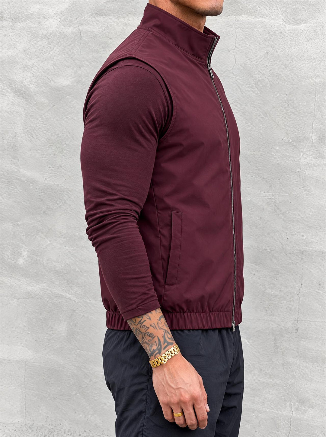 Massimo Reversible Gilet - Burgundy & Beige