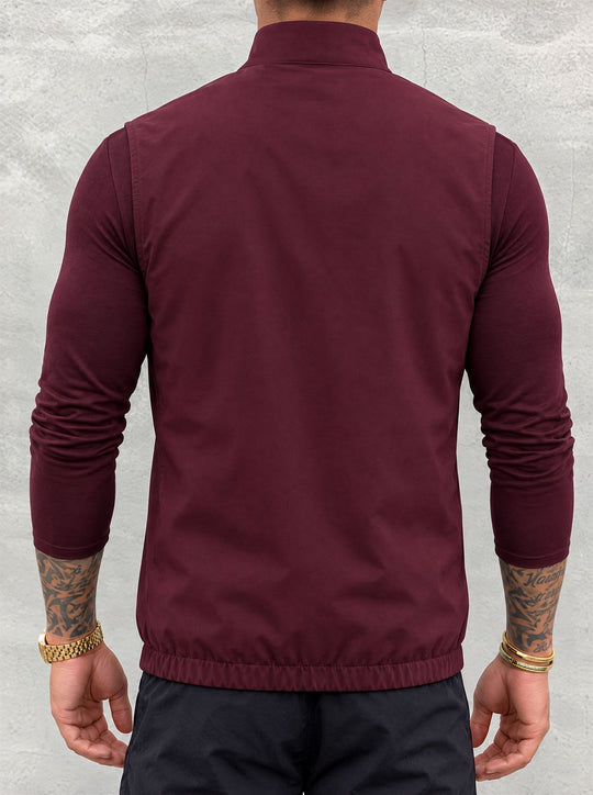 Massimo Reversible Gilet - Burgundy & Beige