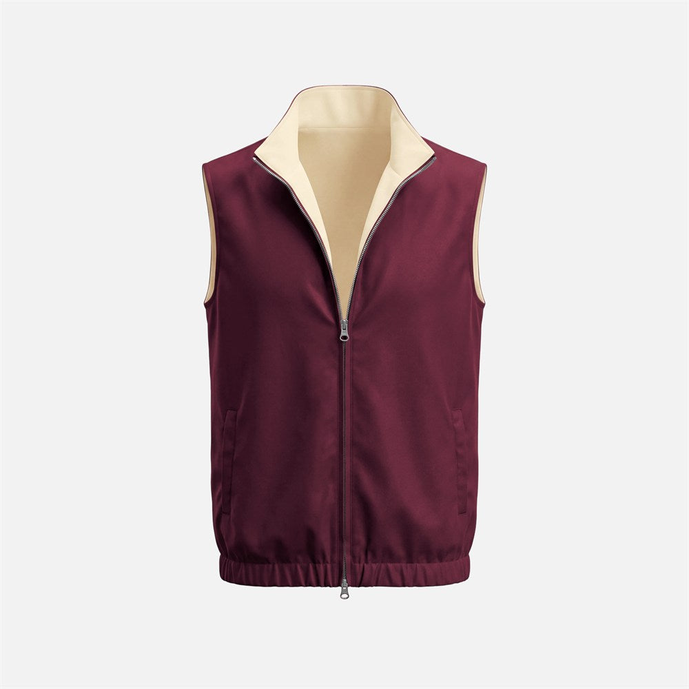 Massimo Reversible Gilet - Burgundy & Beige