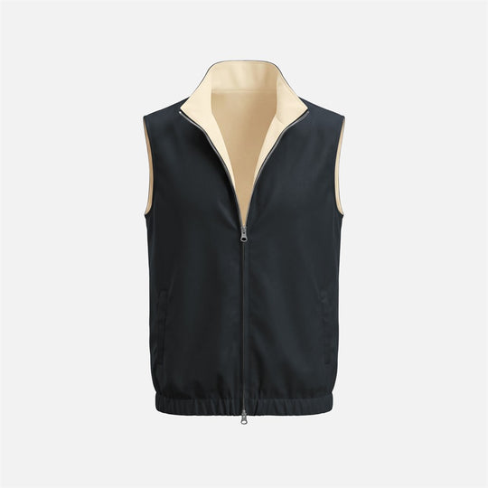 Massimo Reversible Gilet - Navy Blue & Beige