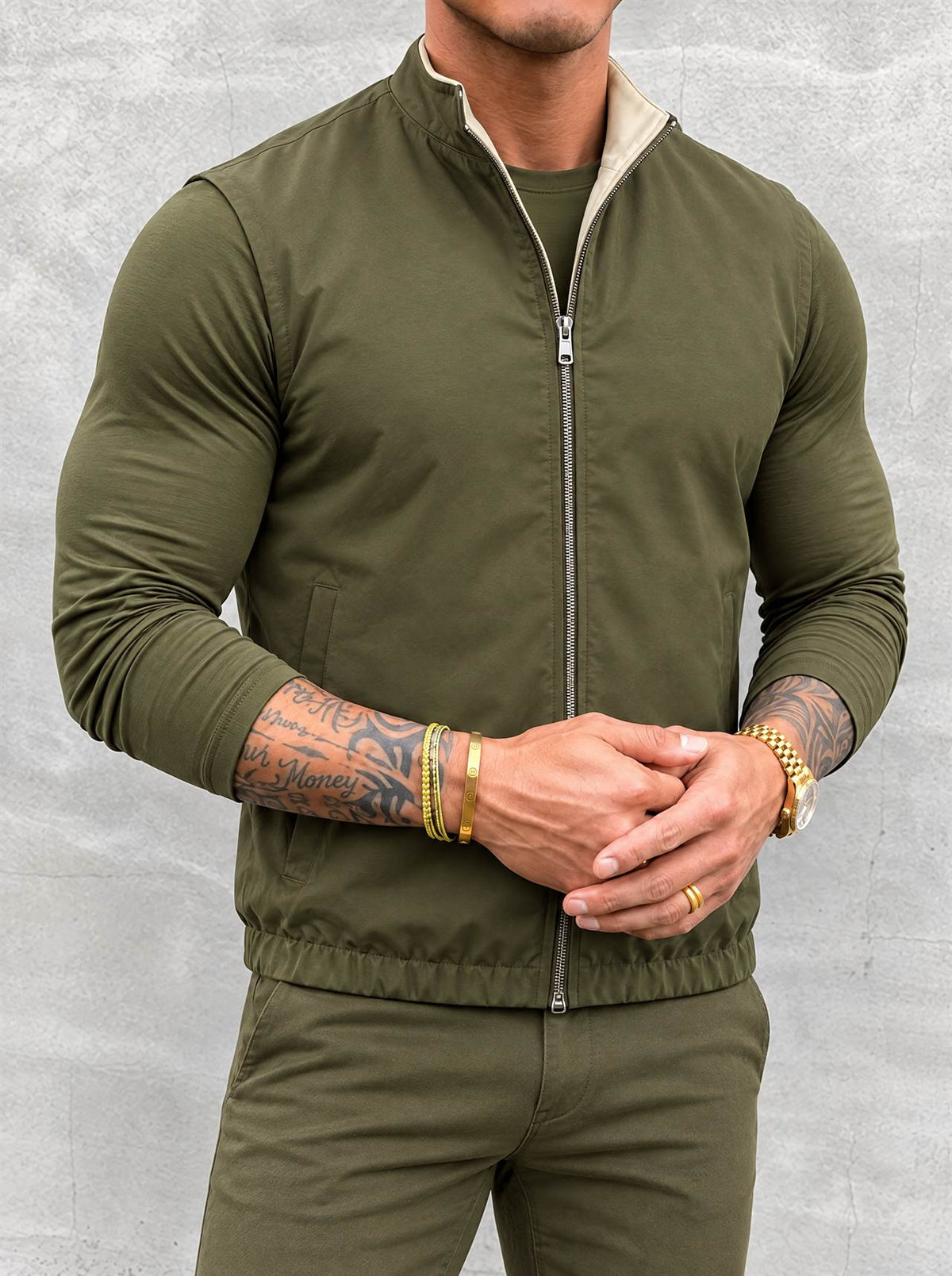 Massimo Reversible Gilet - Olive Green & Beige