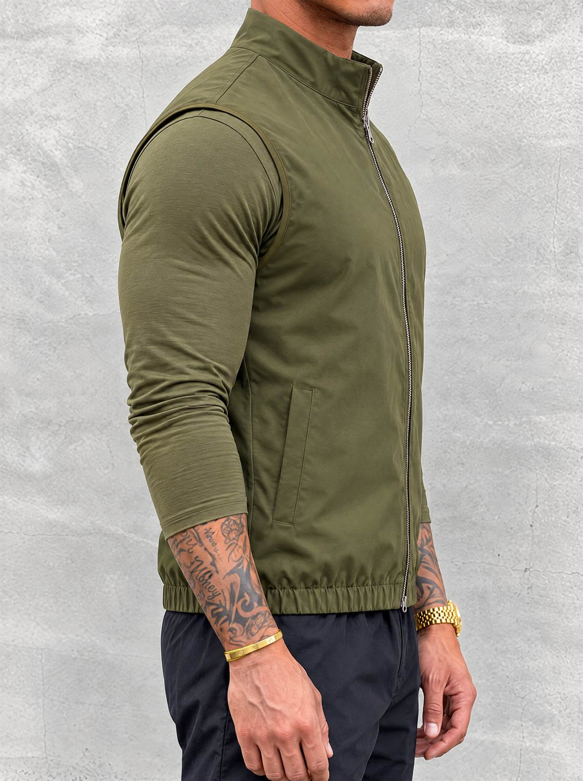 Massimo Reversible Gilet - Olive Green & Beige