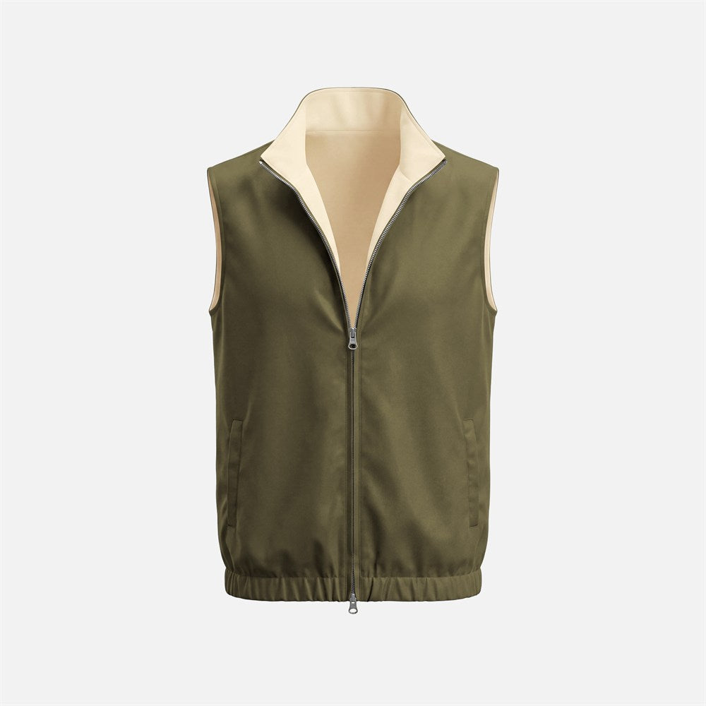 Massimo Reversible Gilet - Olive Green & Beige