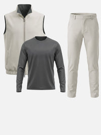 Massimo Gilet Set with Long Sleeve - Dark Grey Top & Light Grey Pants