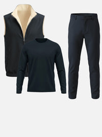 Massimo Gilet Set with Long Sleeve - Navy Blue Top & Navy Blue Pants
