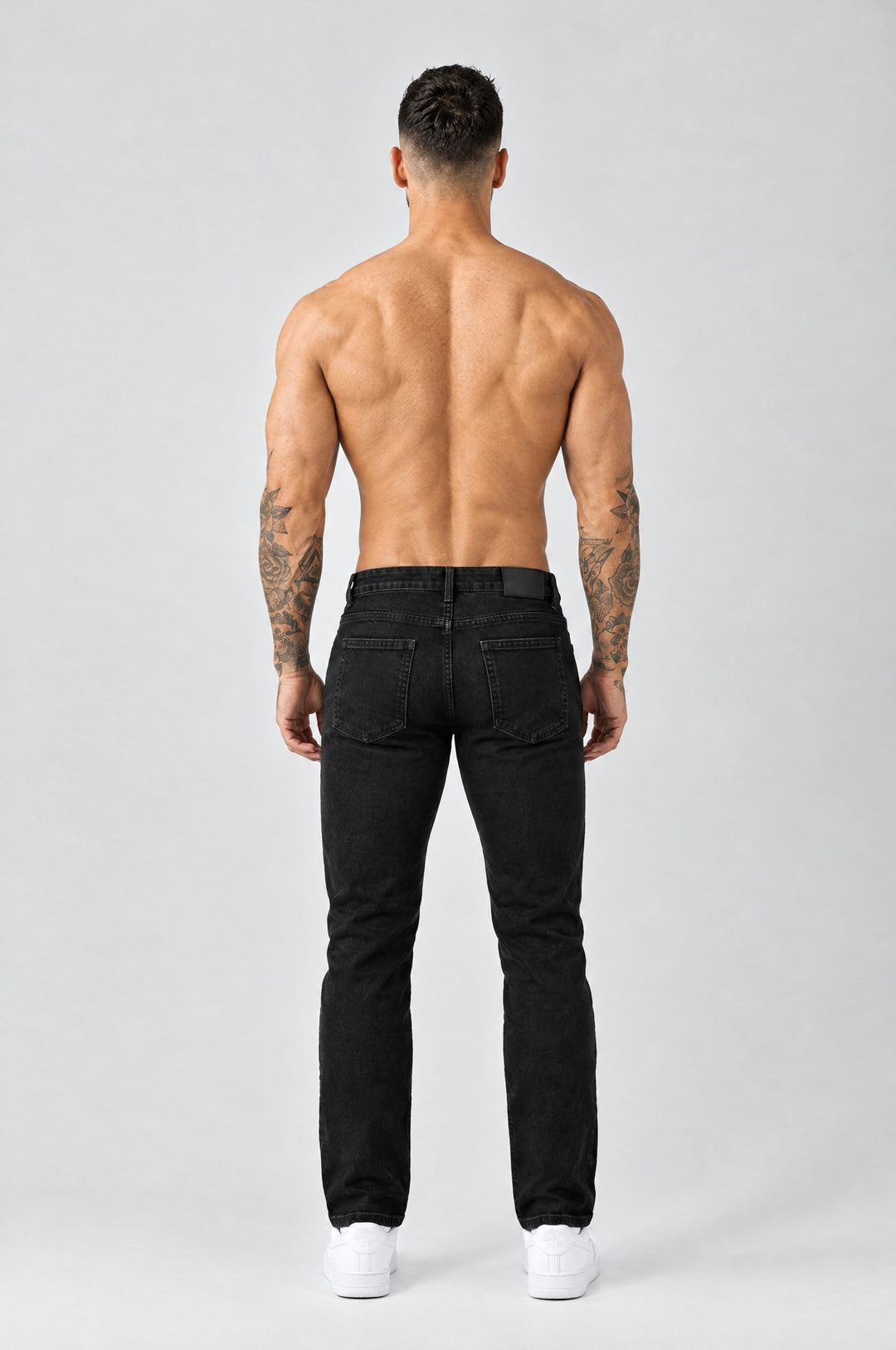 The Mateo Jeans - Black – regular straight fit, back view