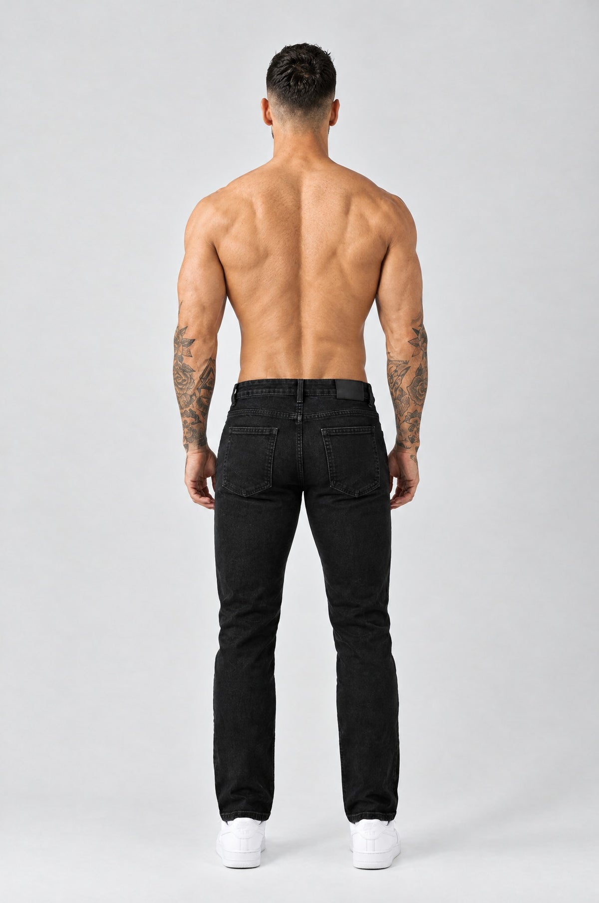 The Mateo Jeans - Black – regular straight fit, back view