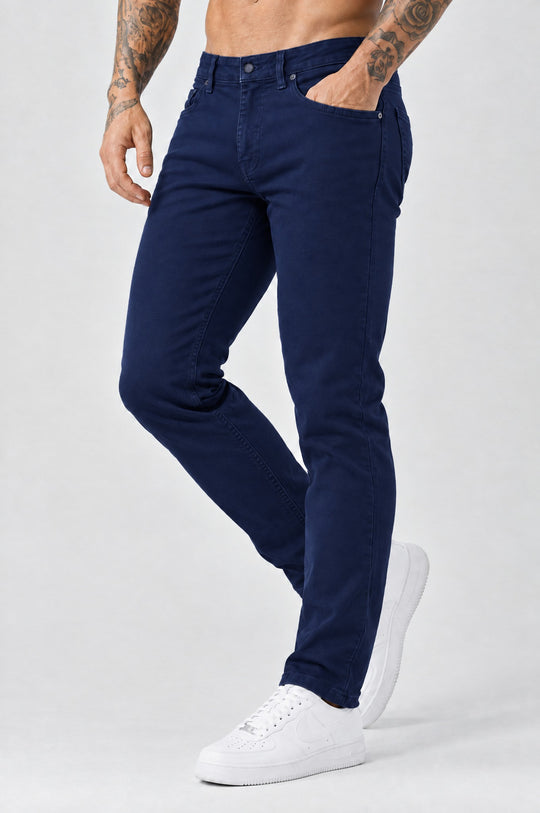 The Mateo Jeans - Navy Blue – regular straight fit, walking