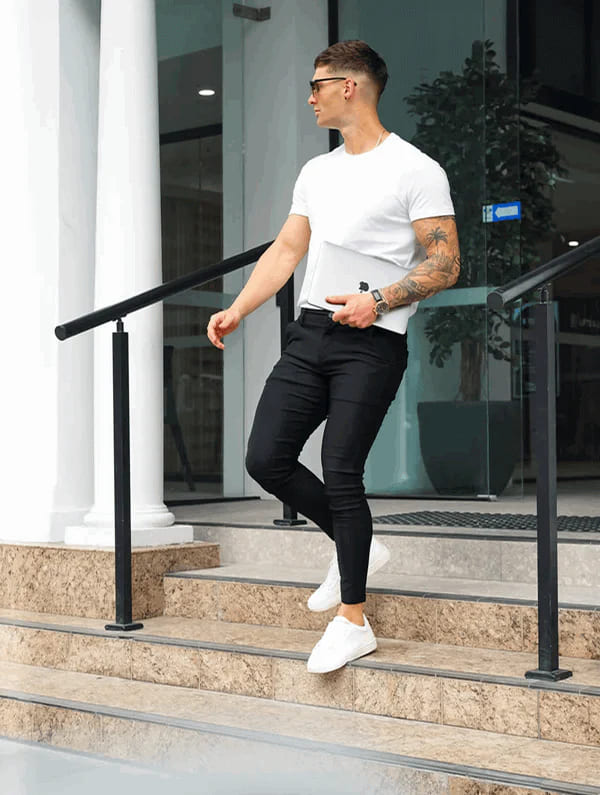 Smart Fit Set | Noa Pants Black + Aleano White T-Shirt