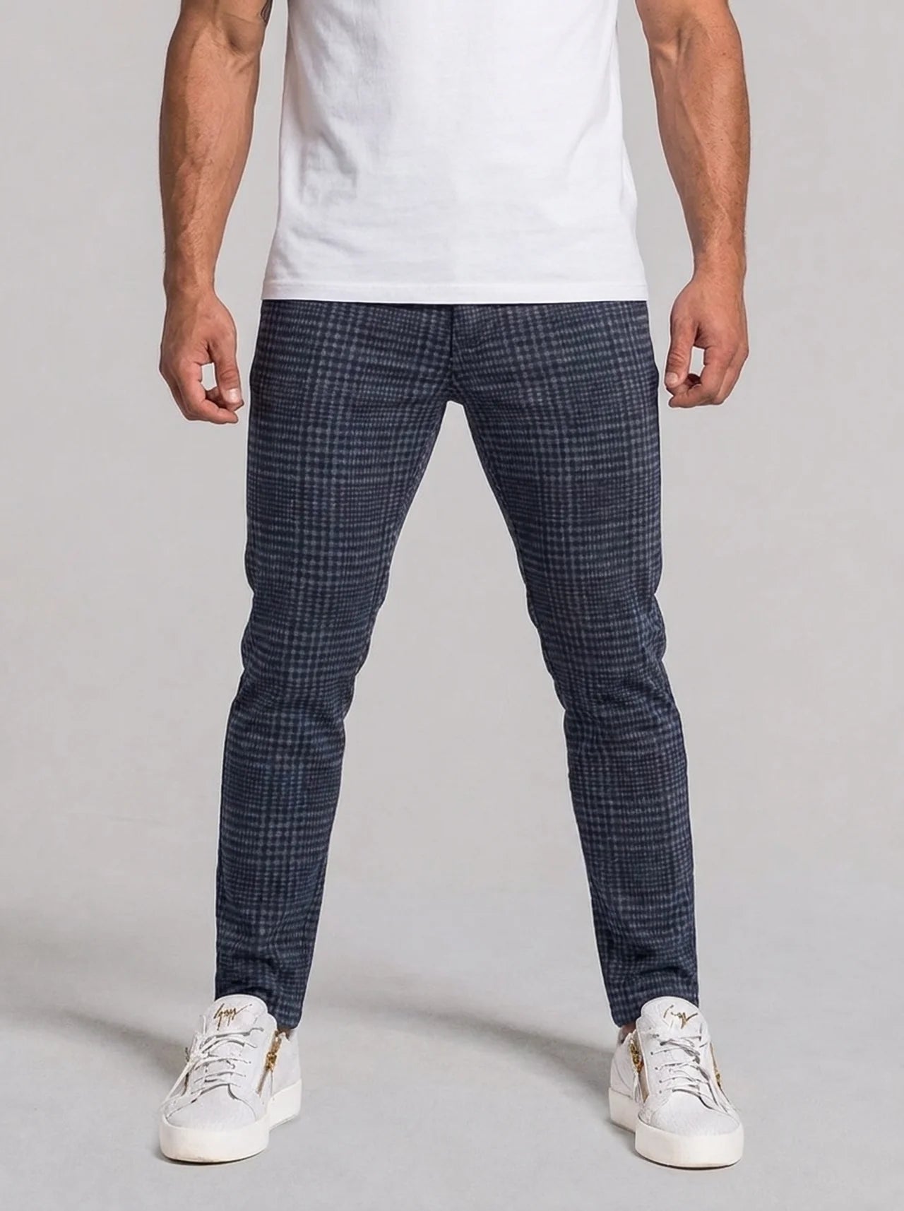 Ottavio Check Trousers - Grey