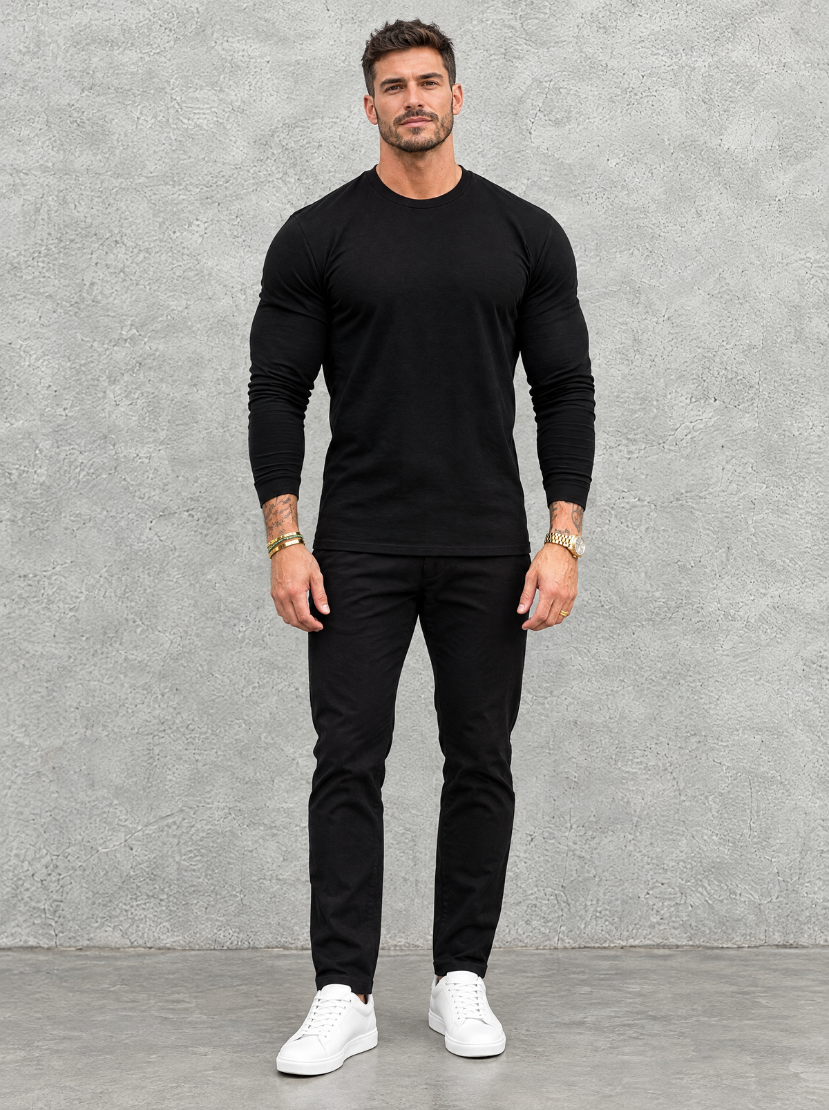 Tano Long Sleeve - Black - full front view