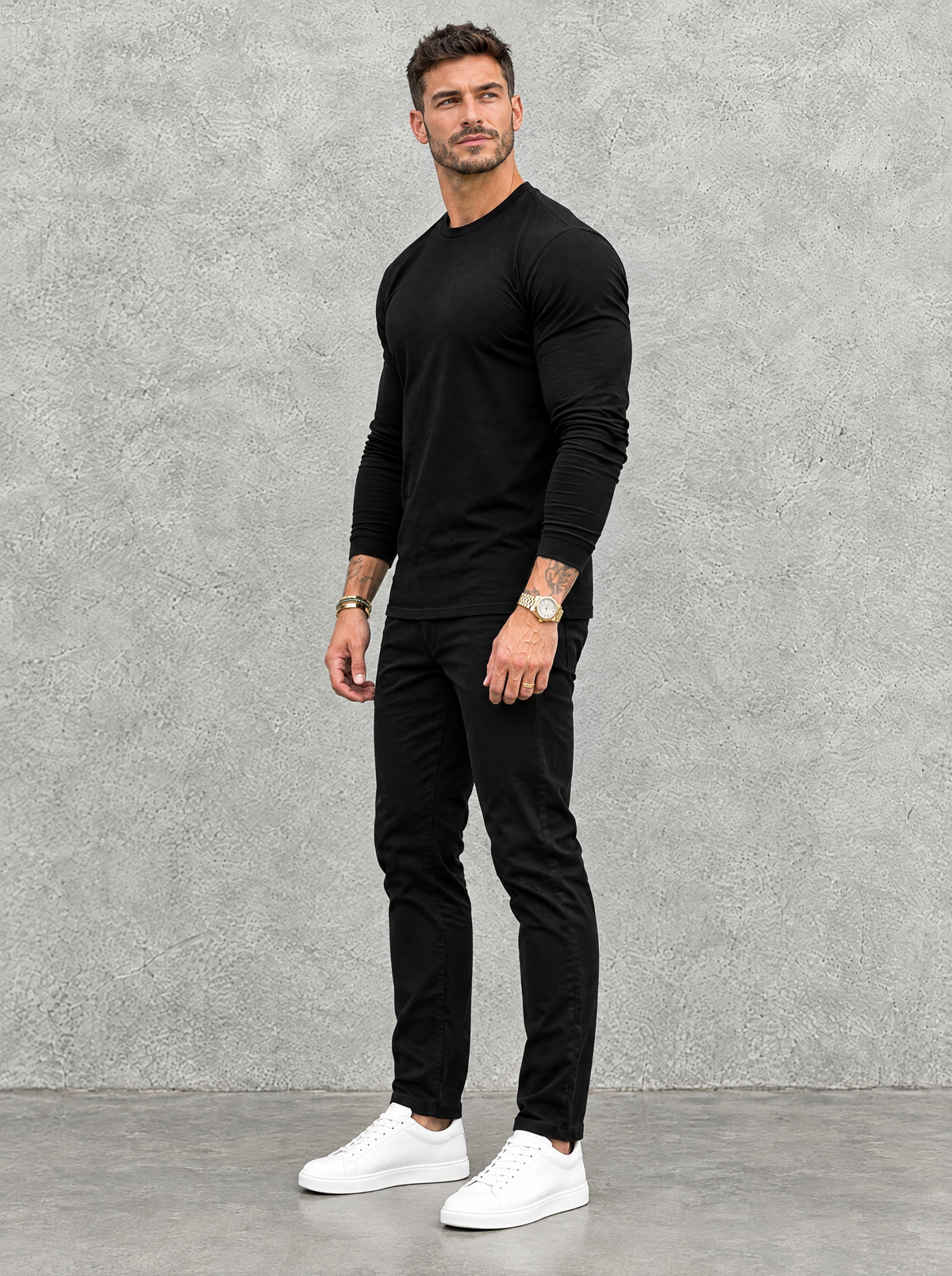 Tano Long Sleeve - Black - half side view
