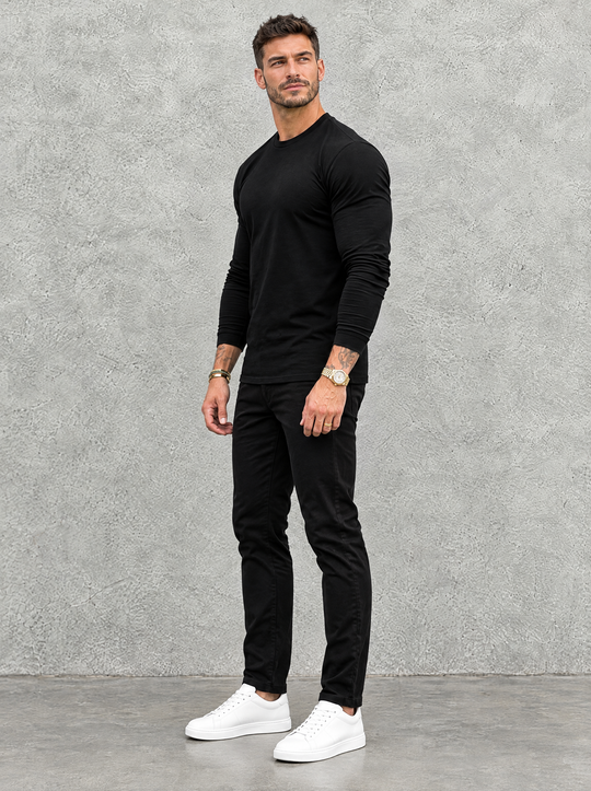 Tano Long Sleeve - Black - half side view