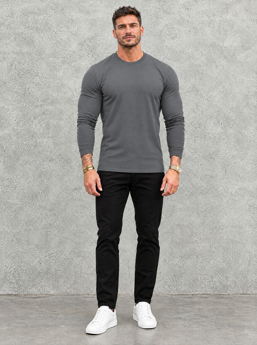 Tano Long Sleeve - Grey - full front view