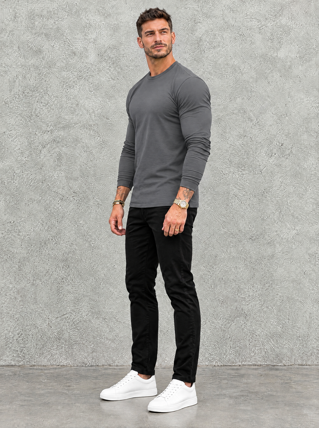 Tano Long Sleeve - Grey - half side view