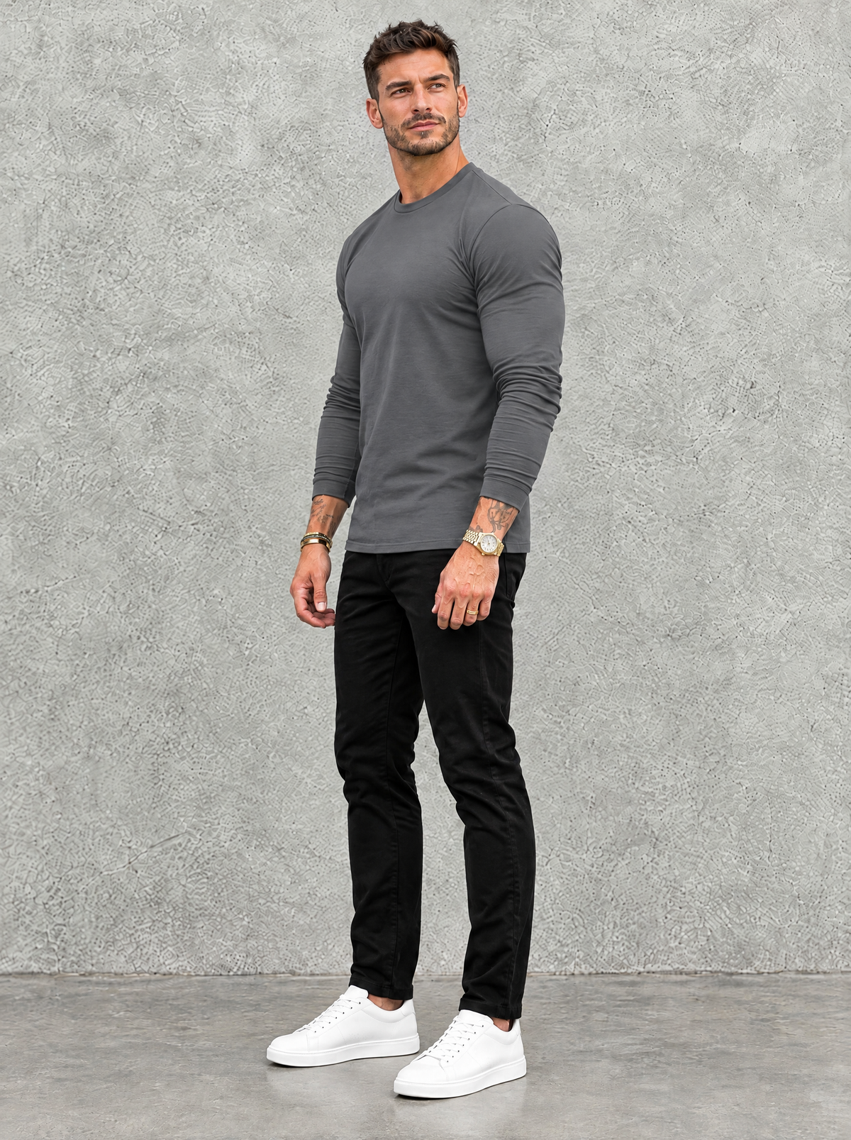 Tano Long Sleeve - Grey - half side view